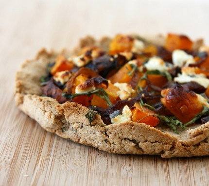 Caramelized Onion, Butternut, and Goat Cheese Pizza with Grain-Free Crust